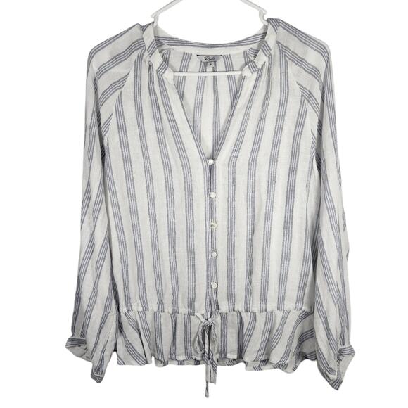 RAILS Linen Blend Marti Cayman Stripe Top‎ S Cottagecore Relaxed Minimalist - Picture 1 of 8